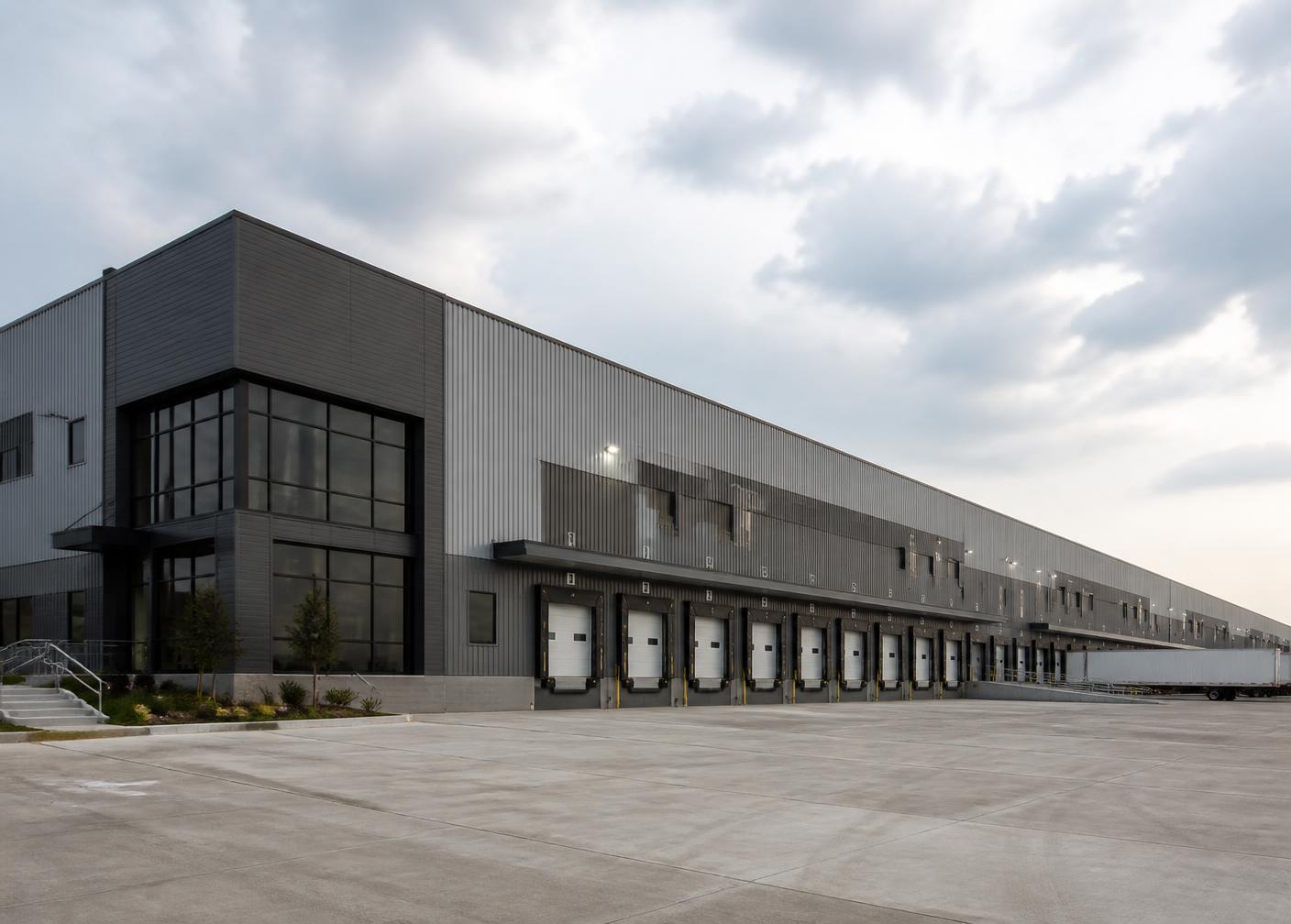 Industrial warehouse and distribution facility with loading bays